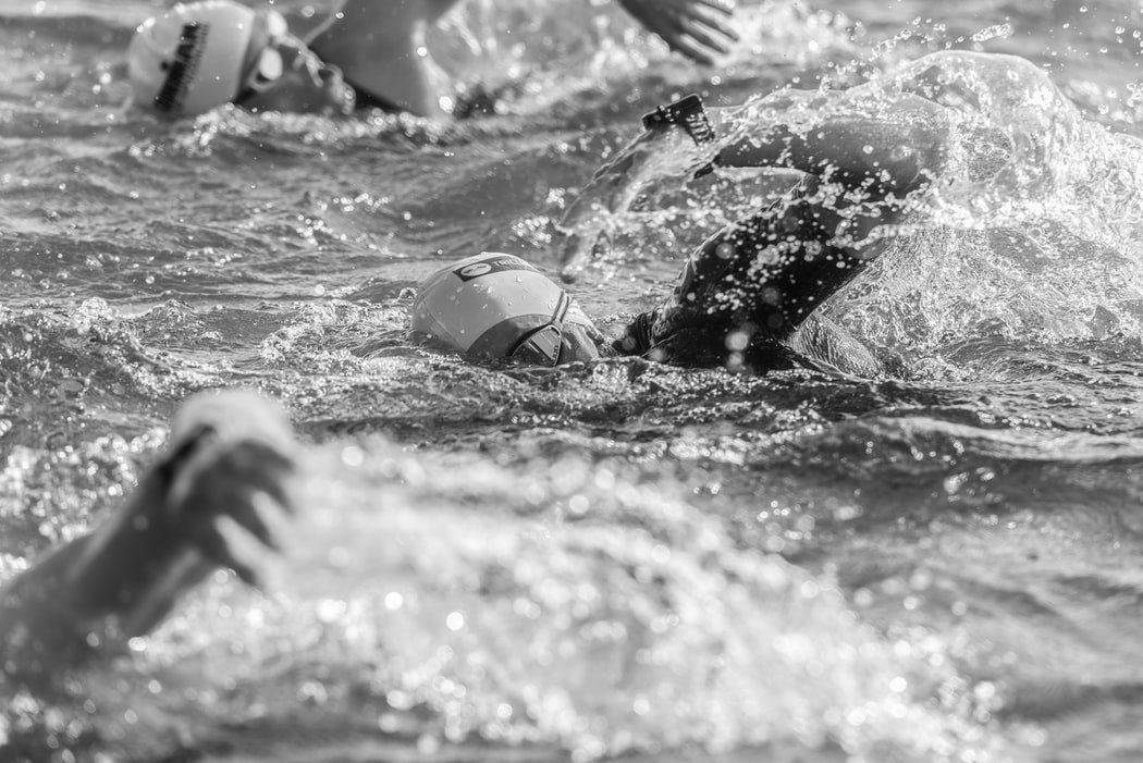 Triathlon - competitors swimming